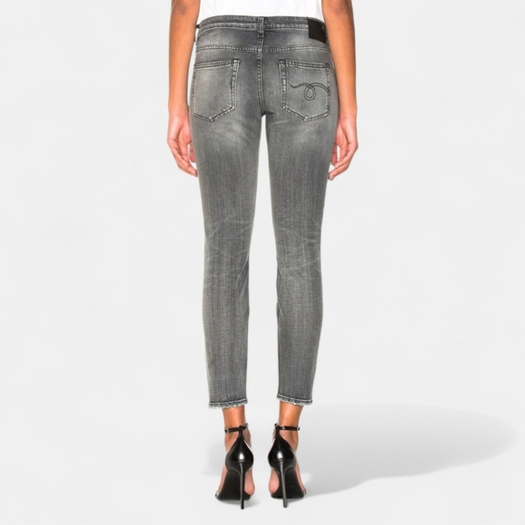 R13 Italy Boy Skinny Union Gray Jeans Ankle Crop Stretch Distressed Luxury 32 - Picture 5 of 16